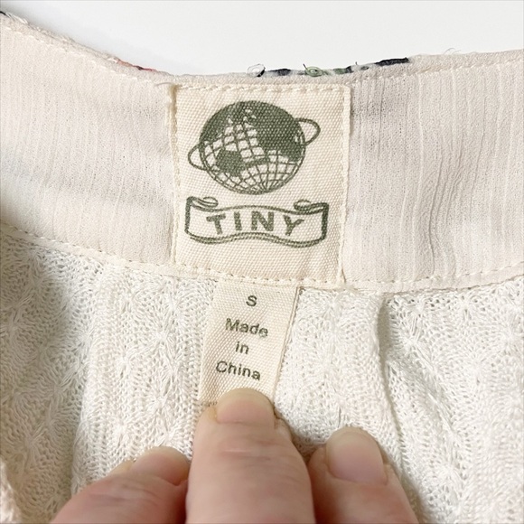 Anthropologie Tiny Cassia Tank Small blouse top white floral embroidered sequins - Picture 9 of 14